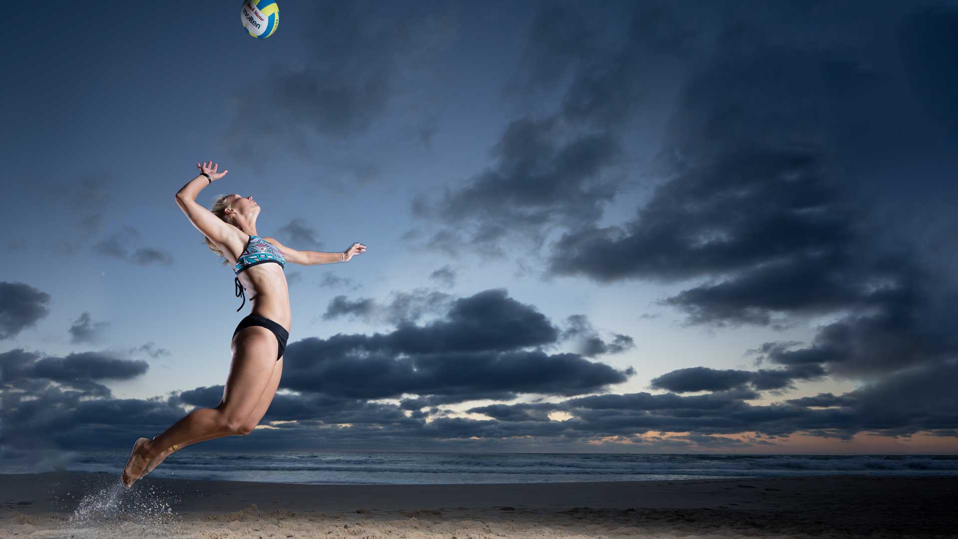 Sports photos of beach volleyball on the stand in France